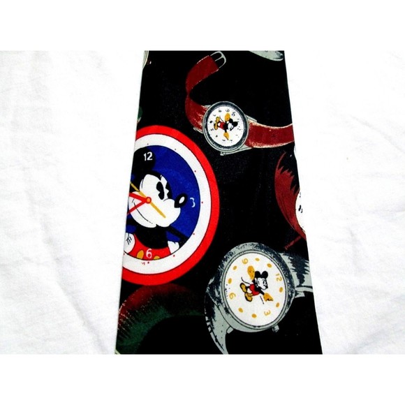 Mickey Mouse Disney Tie Black/Red/Yellow Clock Watch Pattern Accessories - Picture 6 of 7